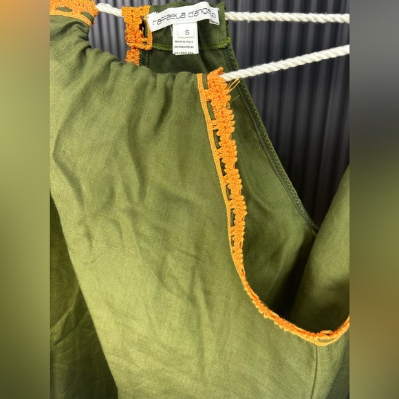 Women’s Raffaela D’Angelo Green Linen Floral Tassel Rope Tunic Dress Size Small - Picture 3 of 7